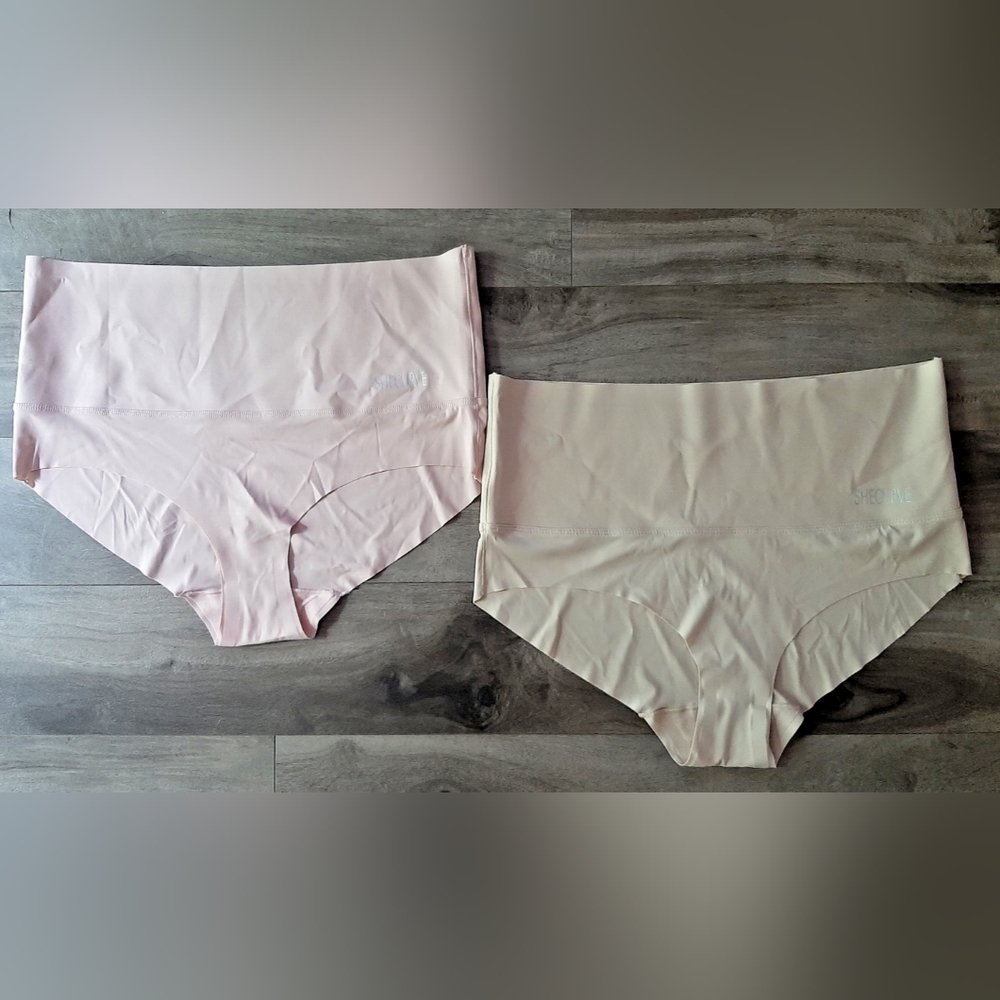2 Pairs of SHECURVE Panties Light Pink & Beige Women's 3X